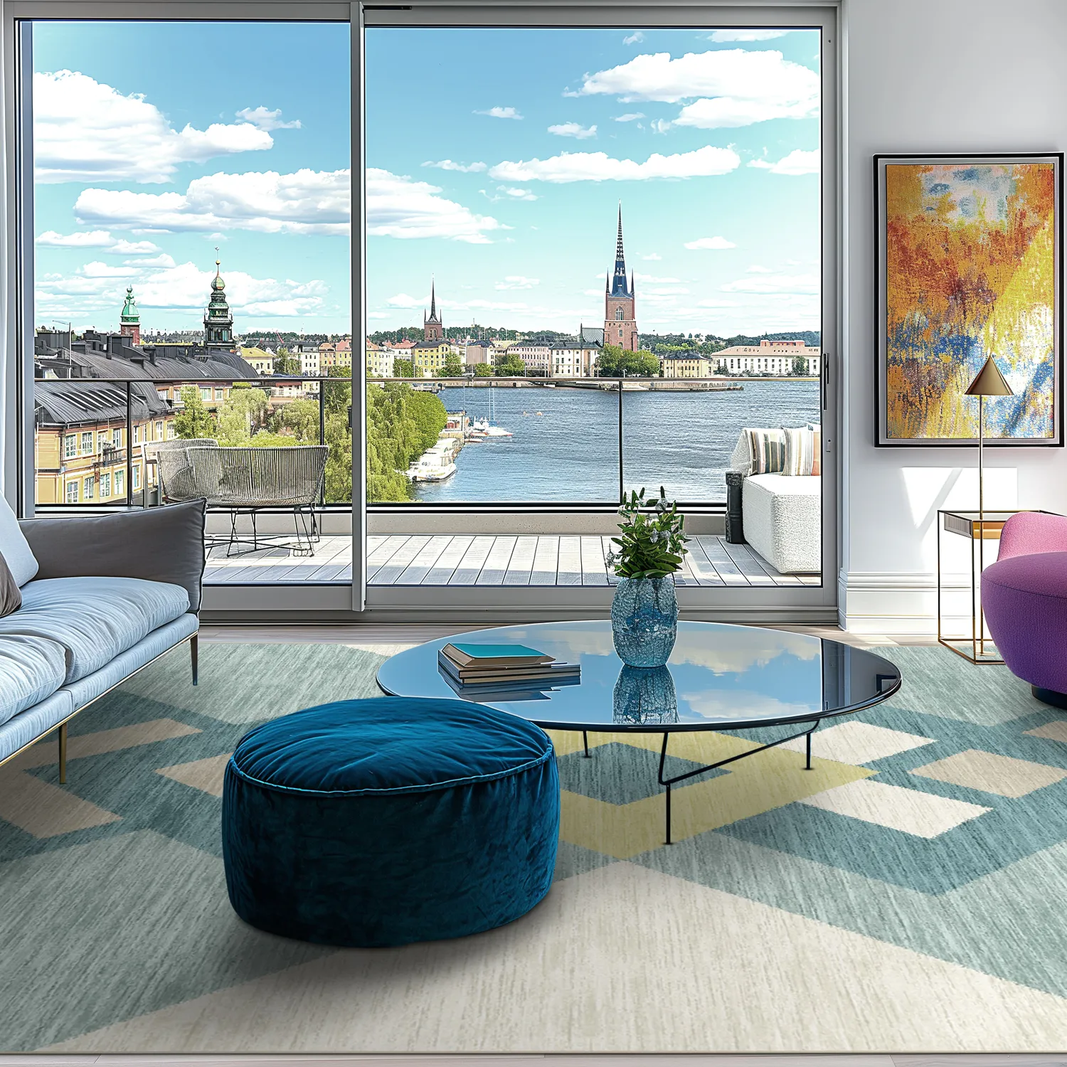 Koberec Wilton - Temara (modrý/multicolor)