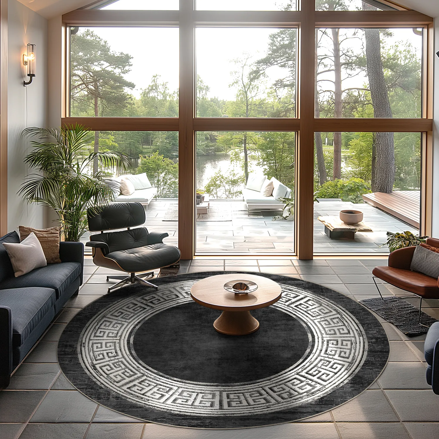 Kruhový koberec - Tilos (čierna/biela)