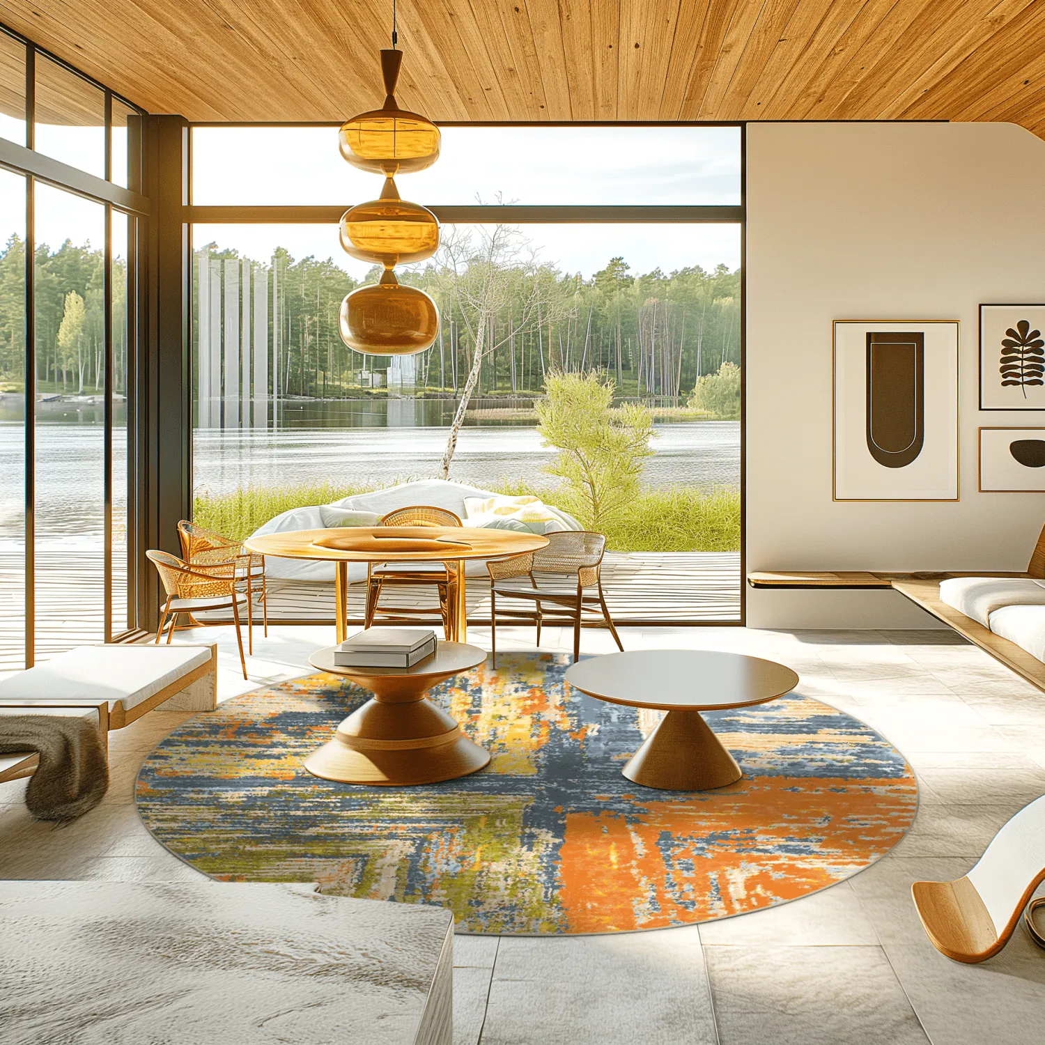 Kruhový koberec - Tizzano (oranžový/multicolor)