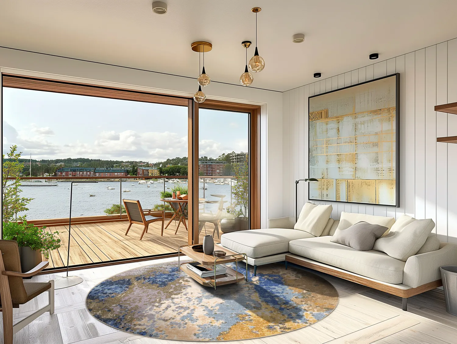 Koberec okrúhly - Travale (šedá/modrá/multikolórová)