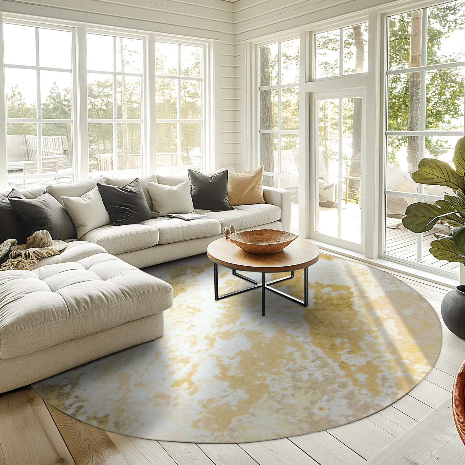 Kruhový koberec - Travale (žltý)