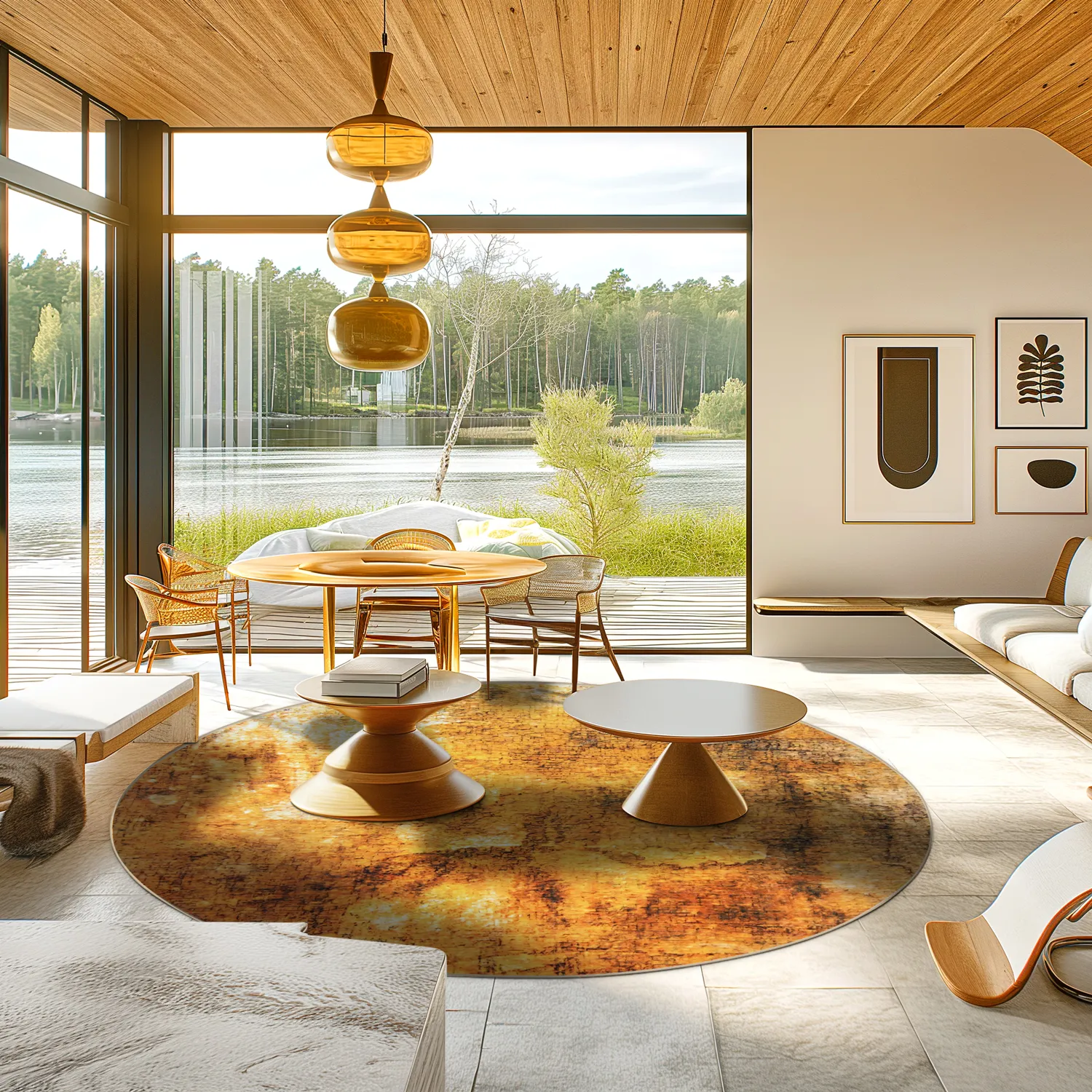 Kruhový koberec - Tremes (zlatý)