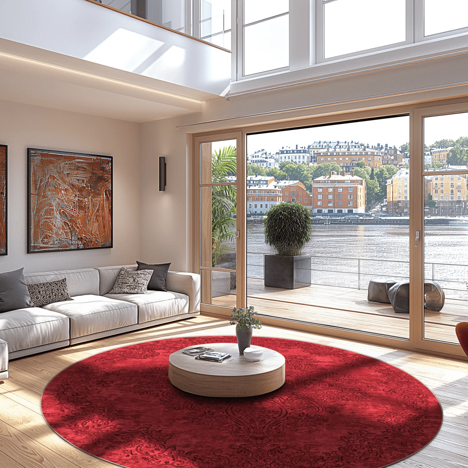 Kruhový koberec - Valenza (červený)