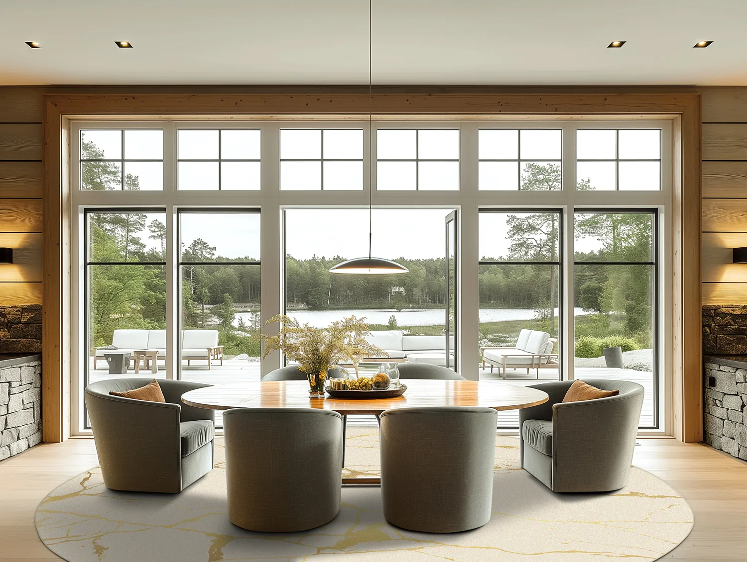 Kruhový koberec - Vieste (béžová/zlatá)