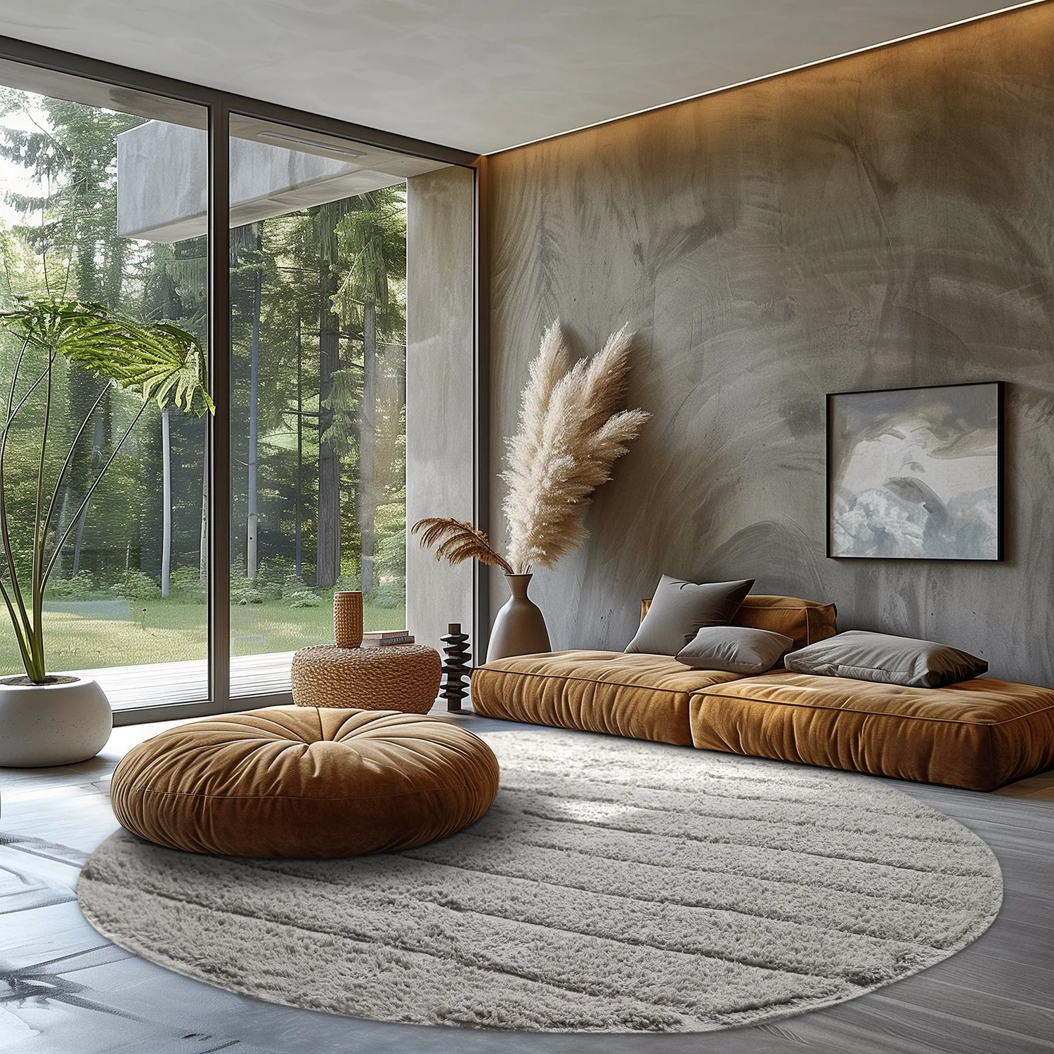 Kolo koberce - Willow Natural Cotton Shaggy (greige)