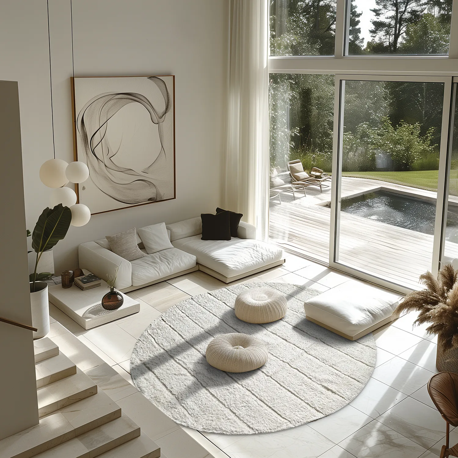 Kolo koberce - Willow Natural Cotton Shaggy (offwhite)