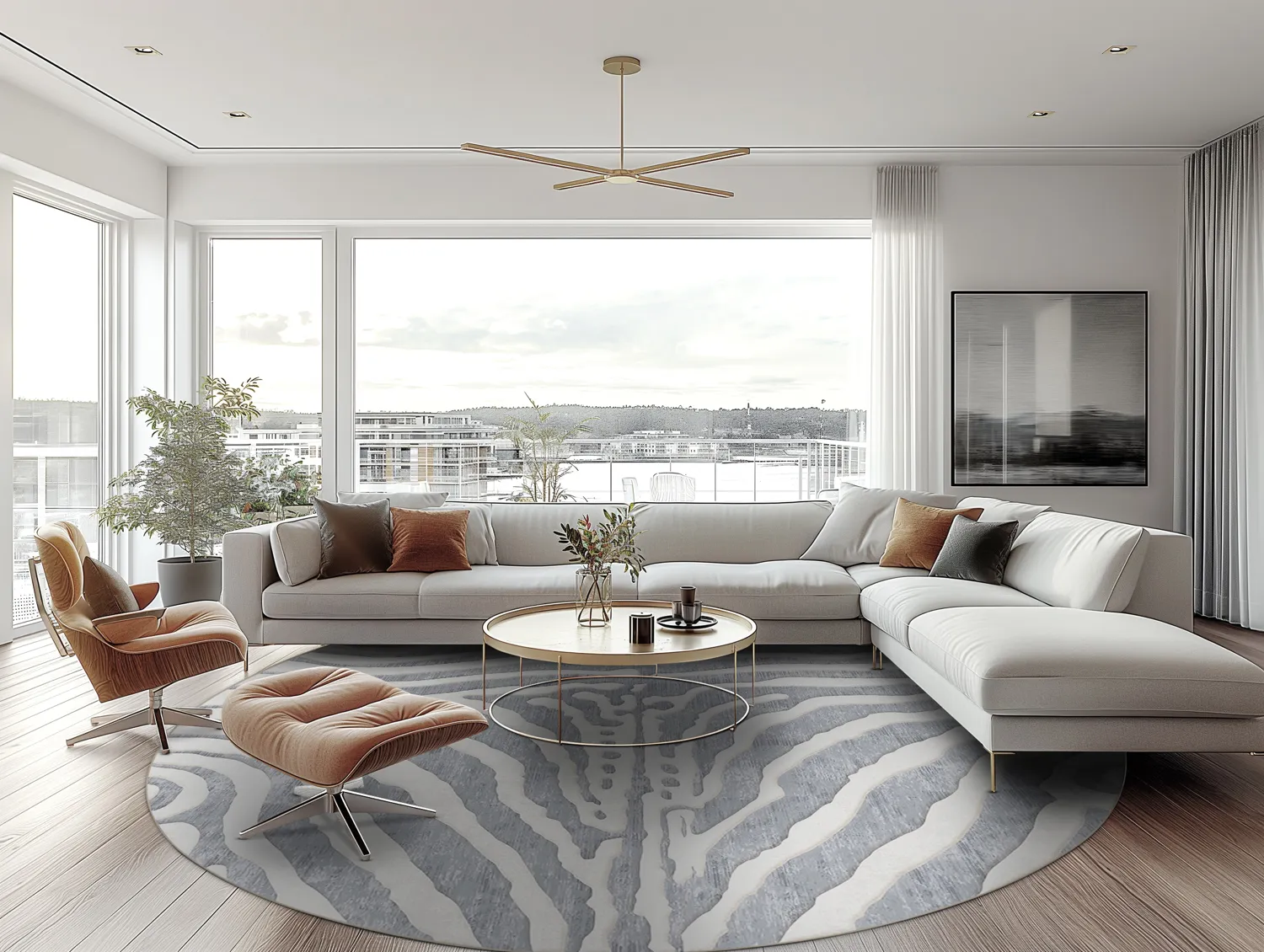 Kulatý koberec - Zebra