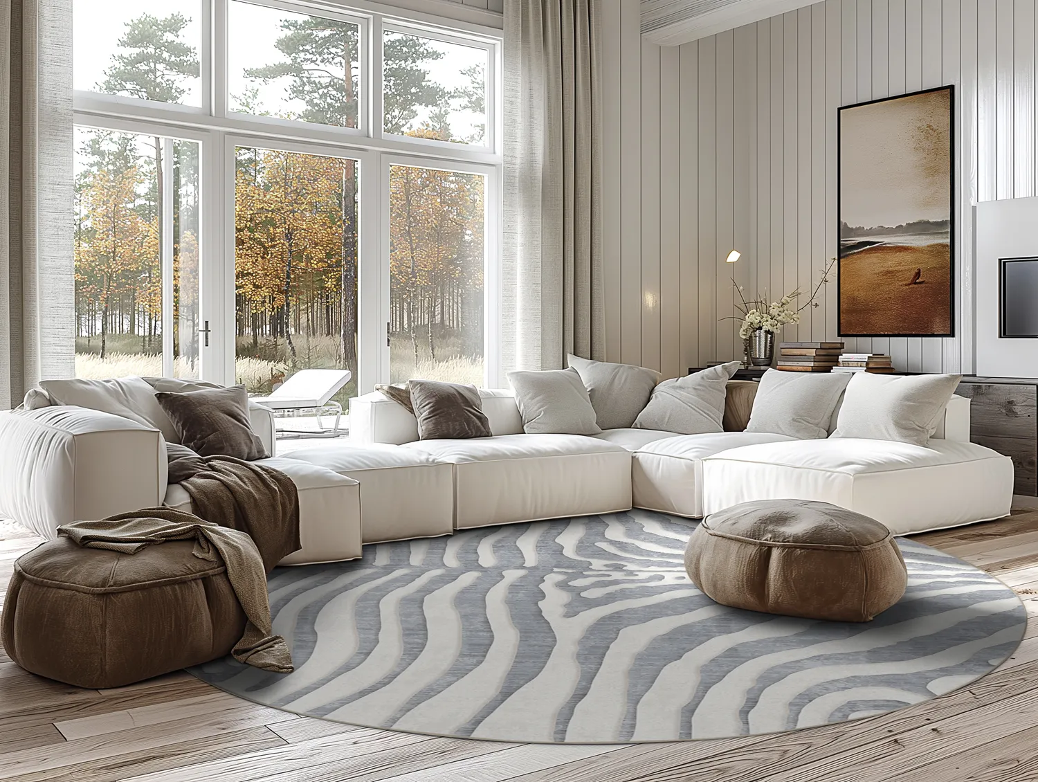 Kulatý koberec - Zebra