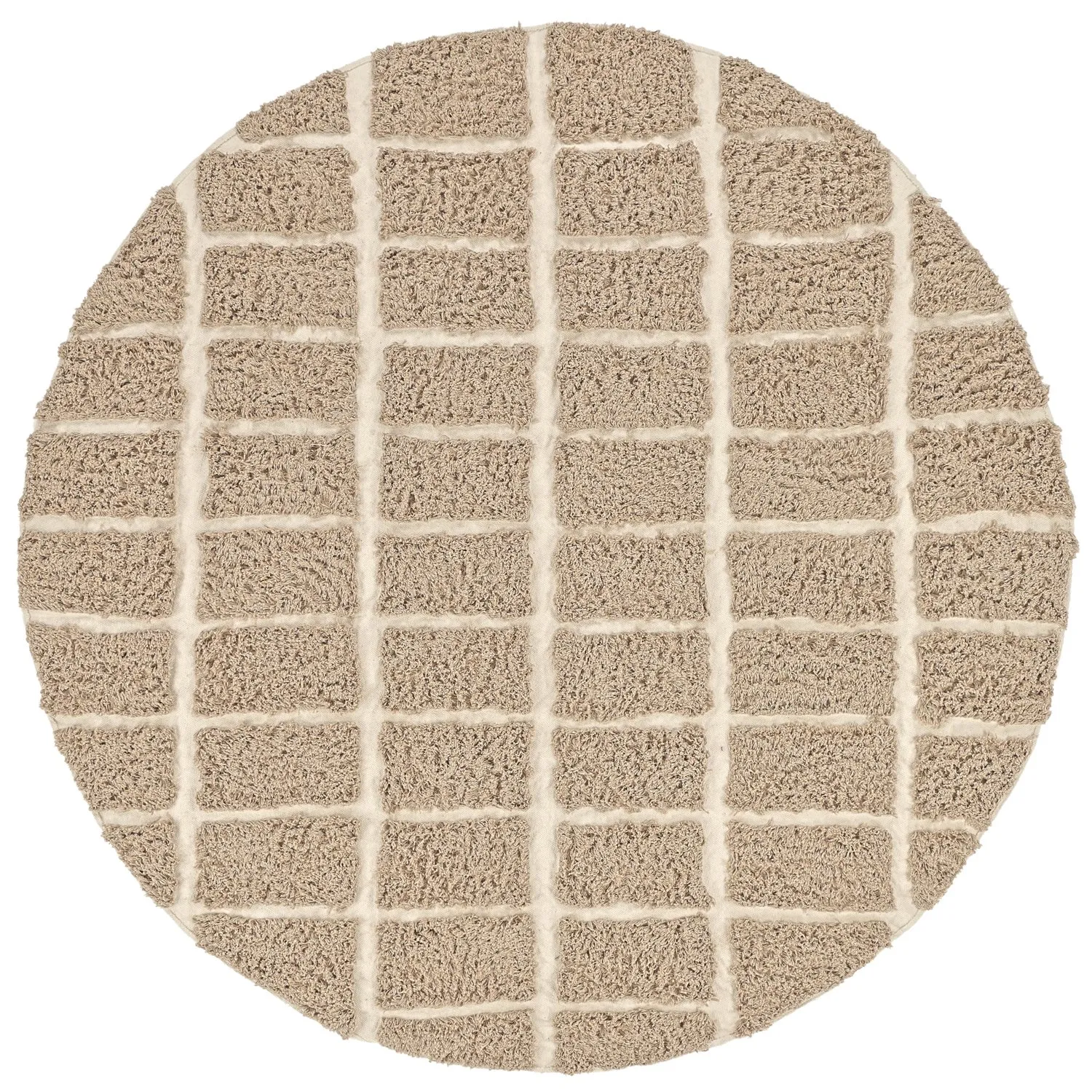 Kruhový koberec - Zola Natural Cotton Shaggy (béžový)