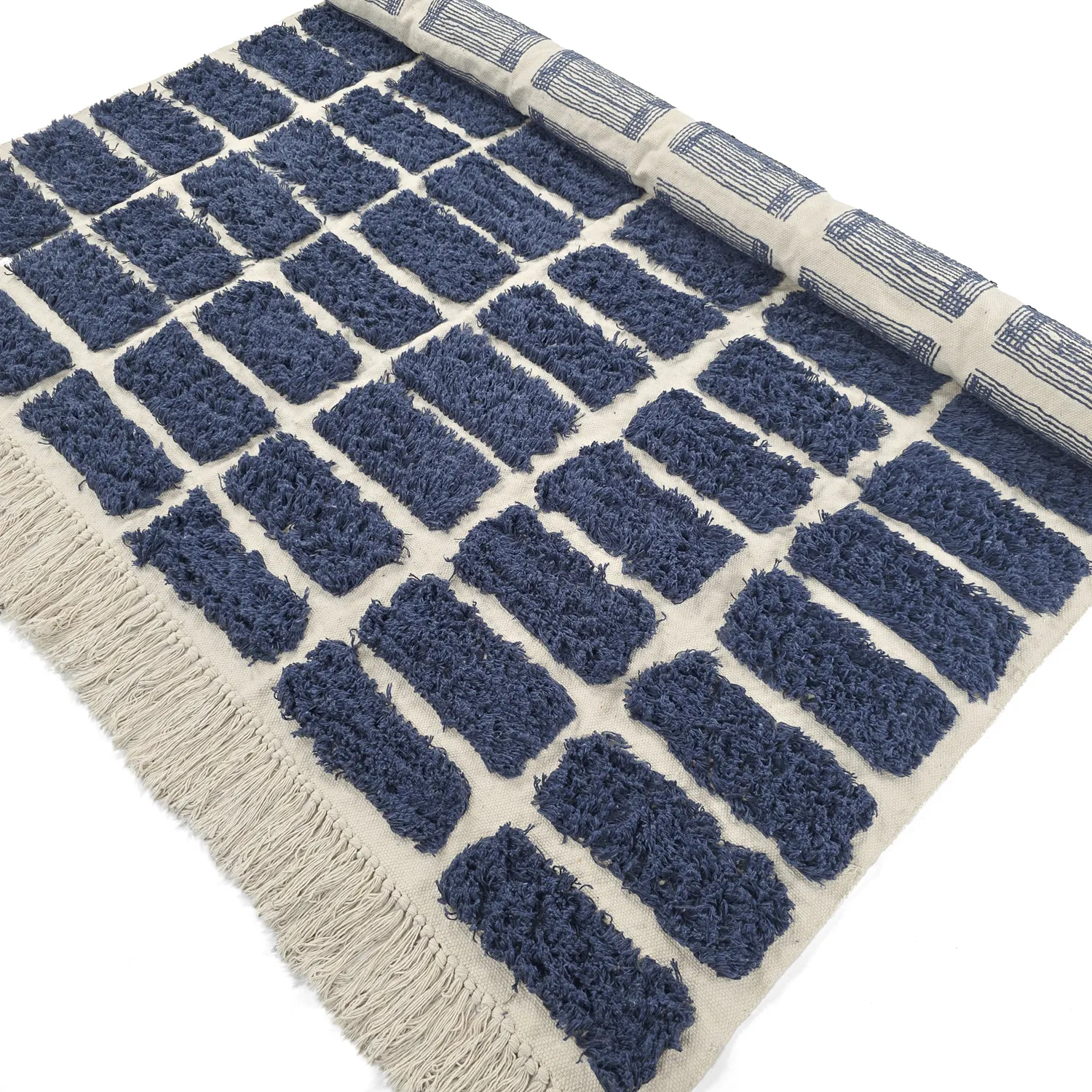 Koberce s dlhým vlasom - Zola Natural Cotton Shaggy (modrá)