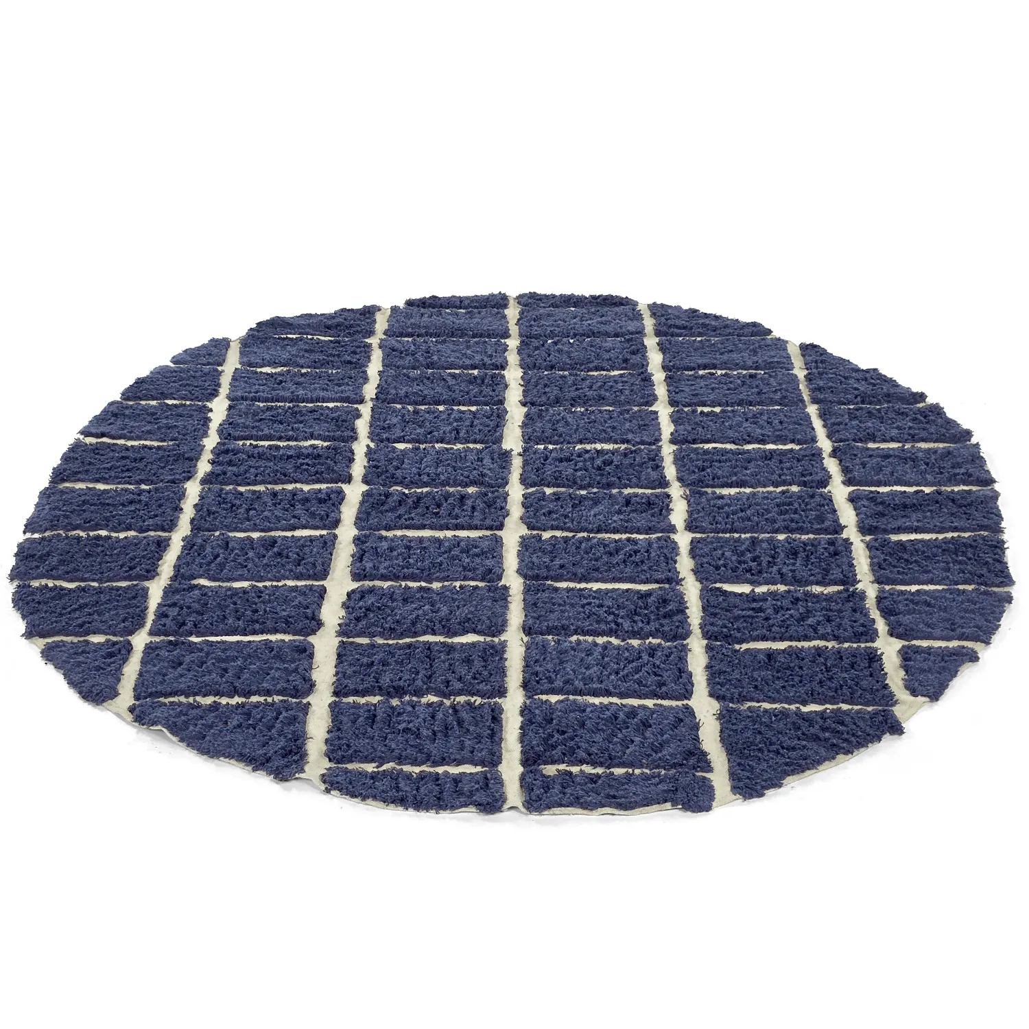 Kolo koberce - Zola Natural Cotton Shaggy (modrá)