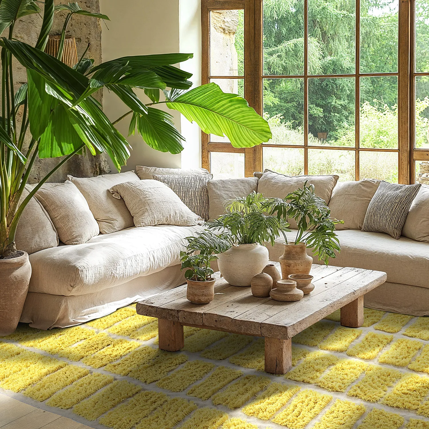 Koberec s chlpatým povrchom - Zola Natural Cotton Shaggy (žltý)