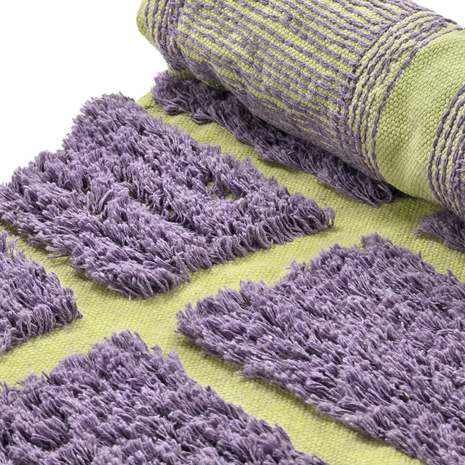 Kruhový koberec - Zola Natural Cotton Shaggy (fialový)