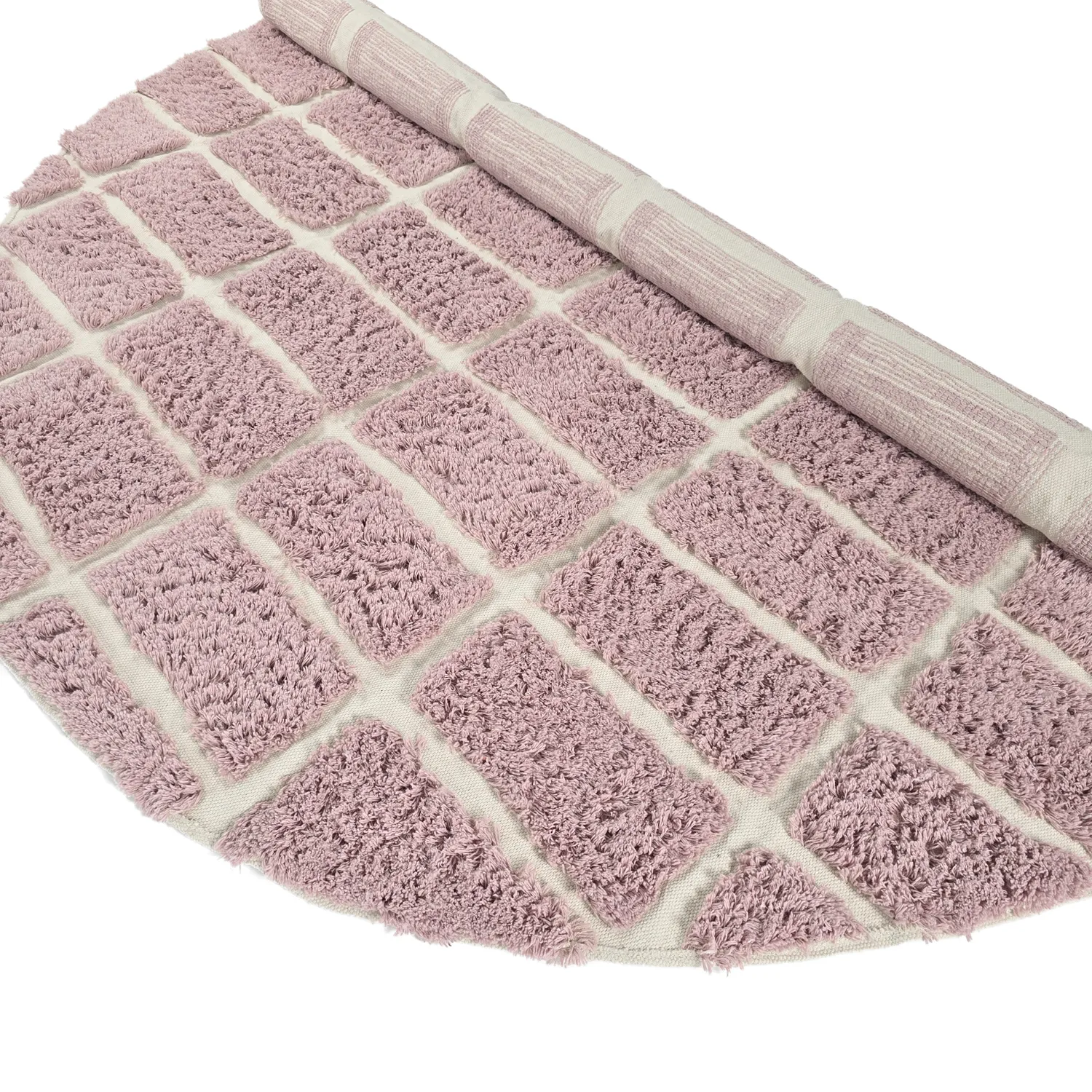 Kruhový koberec - Zola Natural Cotton Shaggy (ružový)