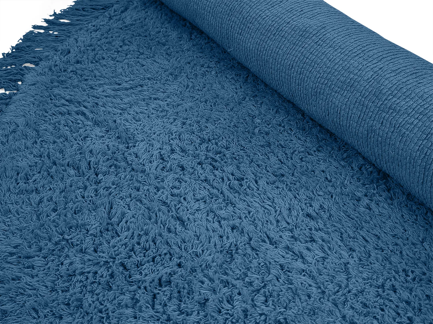 Kolo koberce - Alba Natural Cotton Shaggy (modrý)