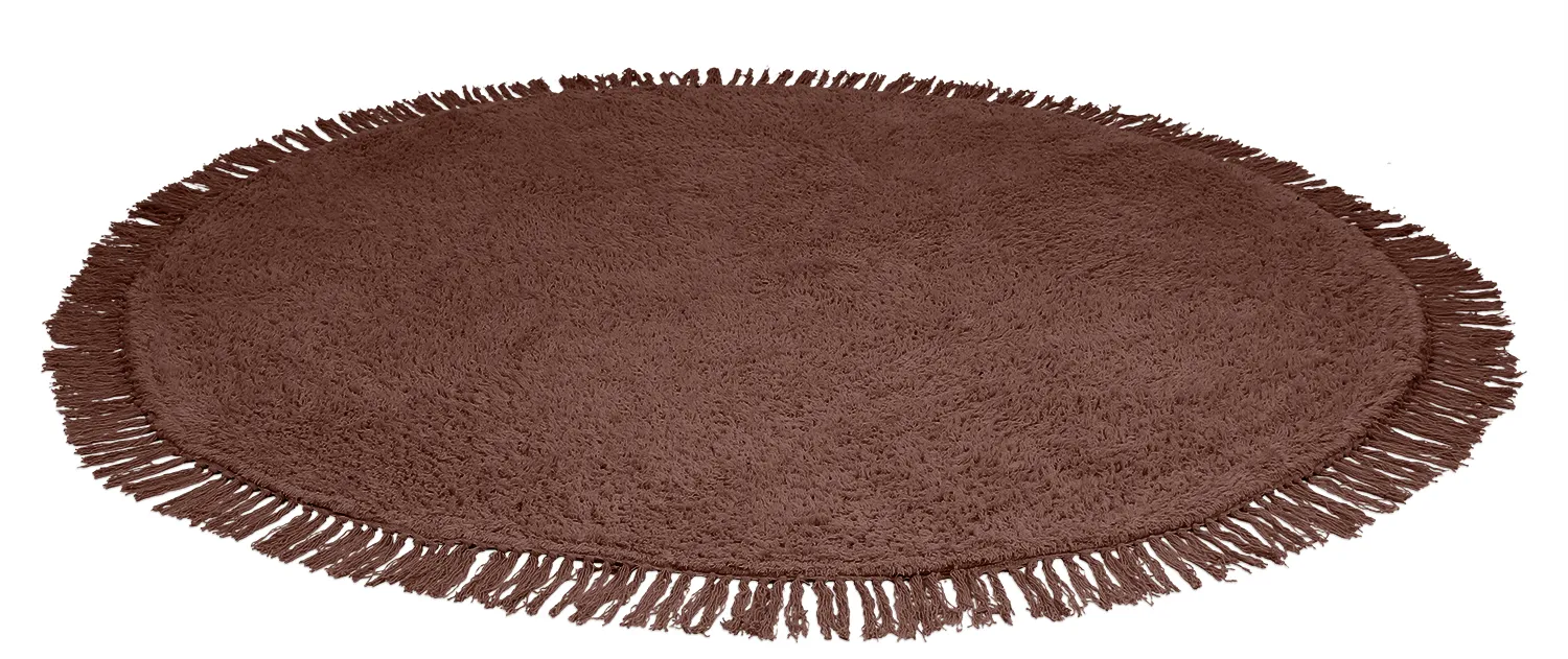 Kolo koberce - Alba Natural Cotton Shaggy (hnedý)
