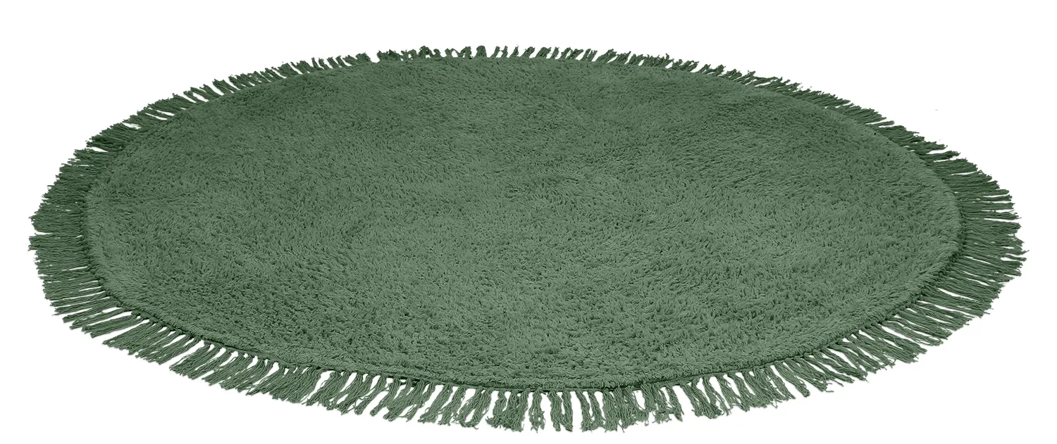 Kolo koberce - Alba Natural Cotton Shaggy (zelená)