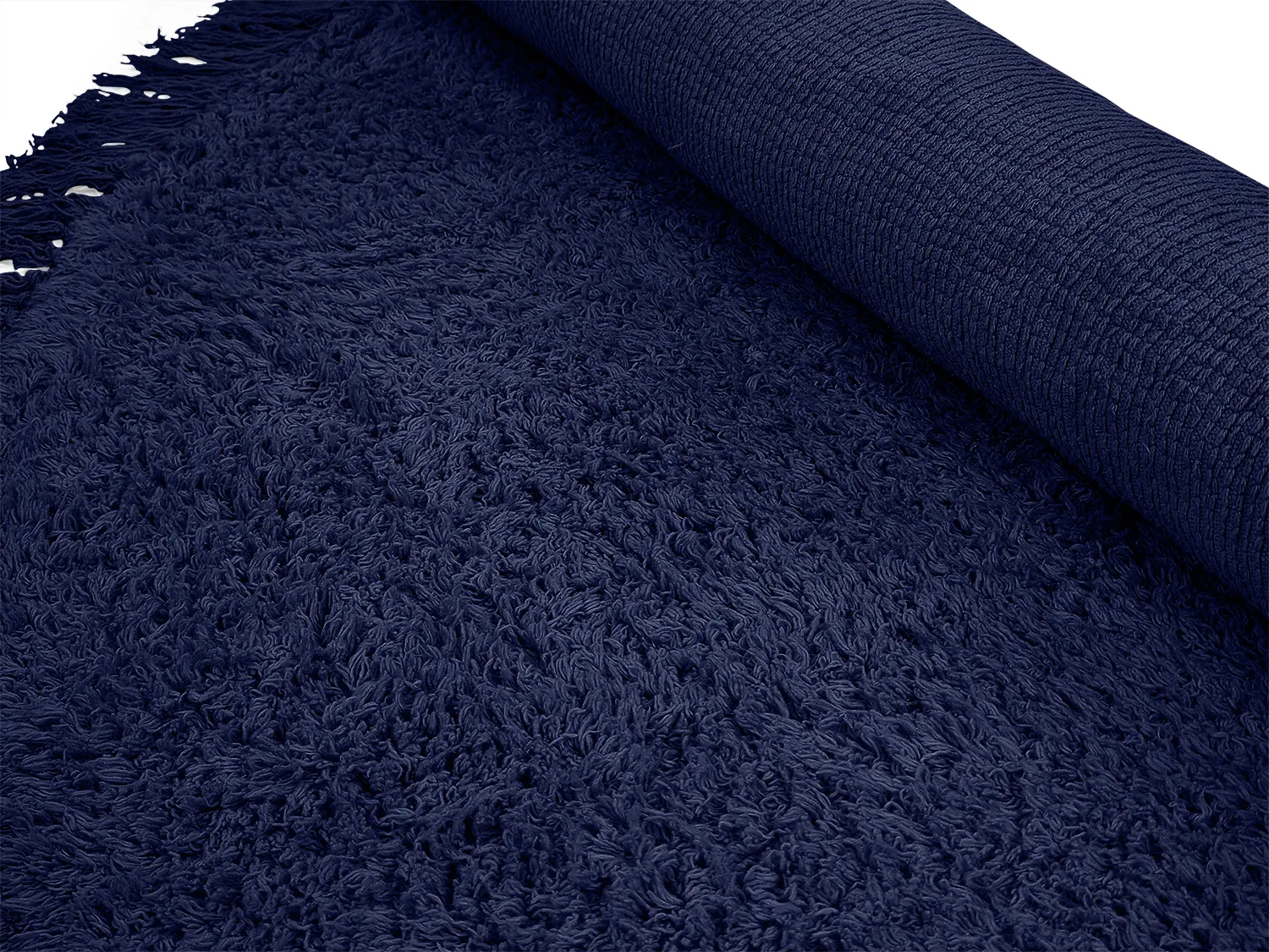 Kolo koberce - Alba Natural Cotton Shaggy (tmavomodrá)