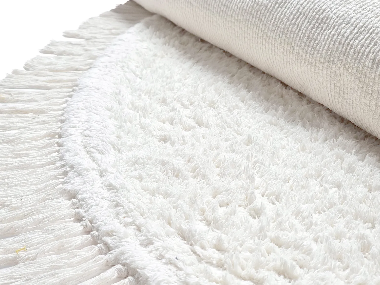 Kolo koberce - Alba Natural Cotton Shaggy (biela)