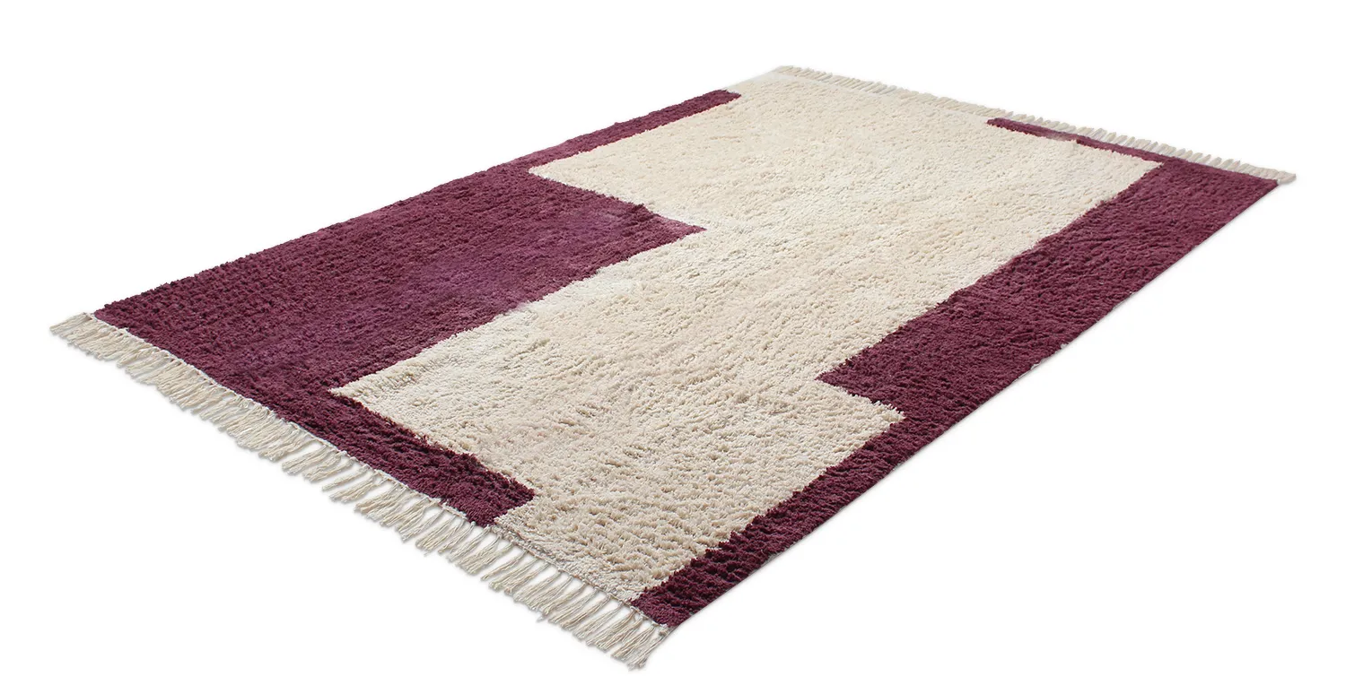 Koberec s dlhým vlasom - Ricco Natural Cotton Shaggy (offwhite/bordó)