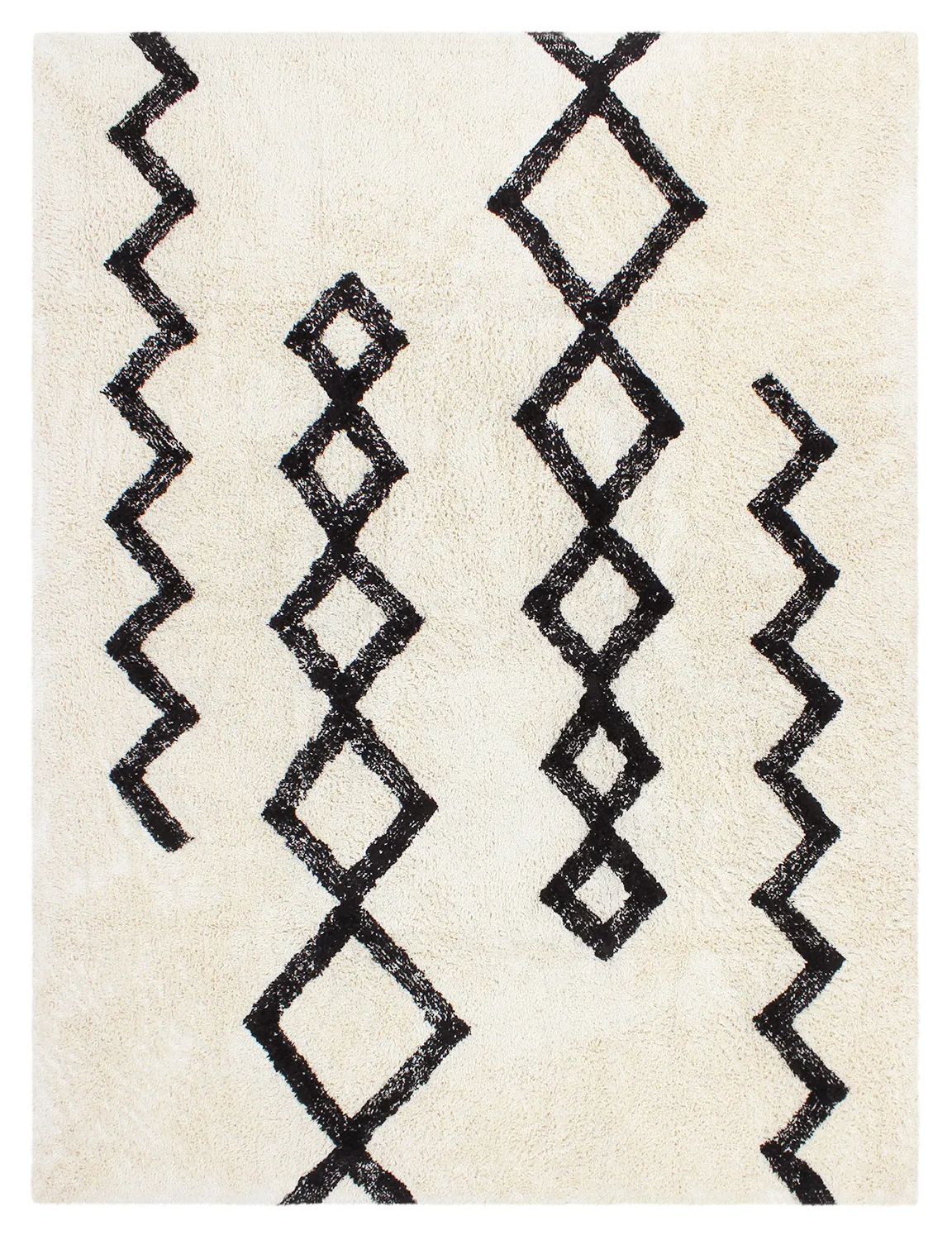 Koberce s dlhým vlasom - Chablis Natural Cotton Shaggy (offwhite/preto)