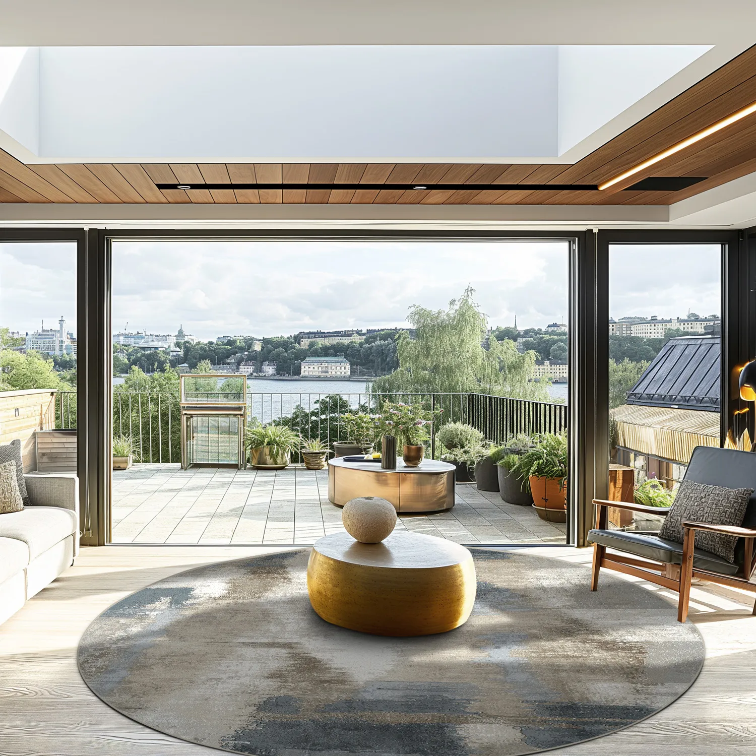 Kruhový koberec - Arwen (modrá/multi)