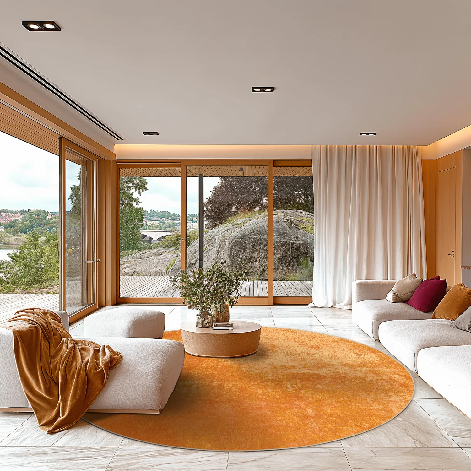 Kruhový koberec - Lynton (oranžový)