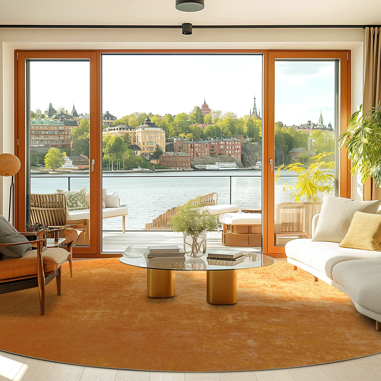 Kruhový koberec - Lynton (oranžový)