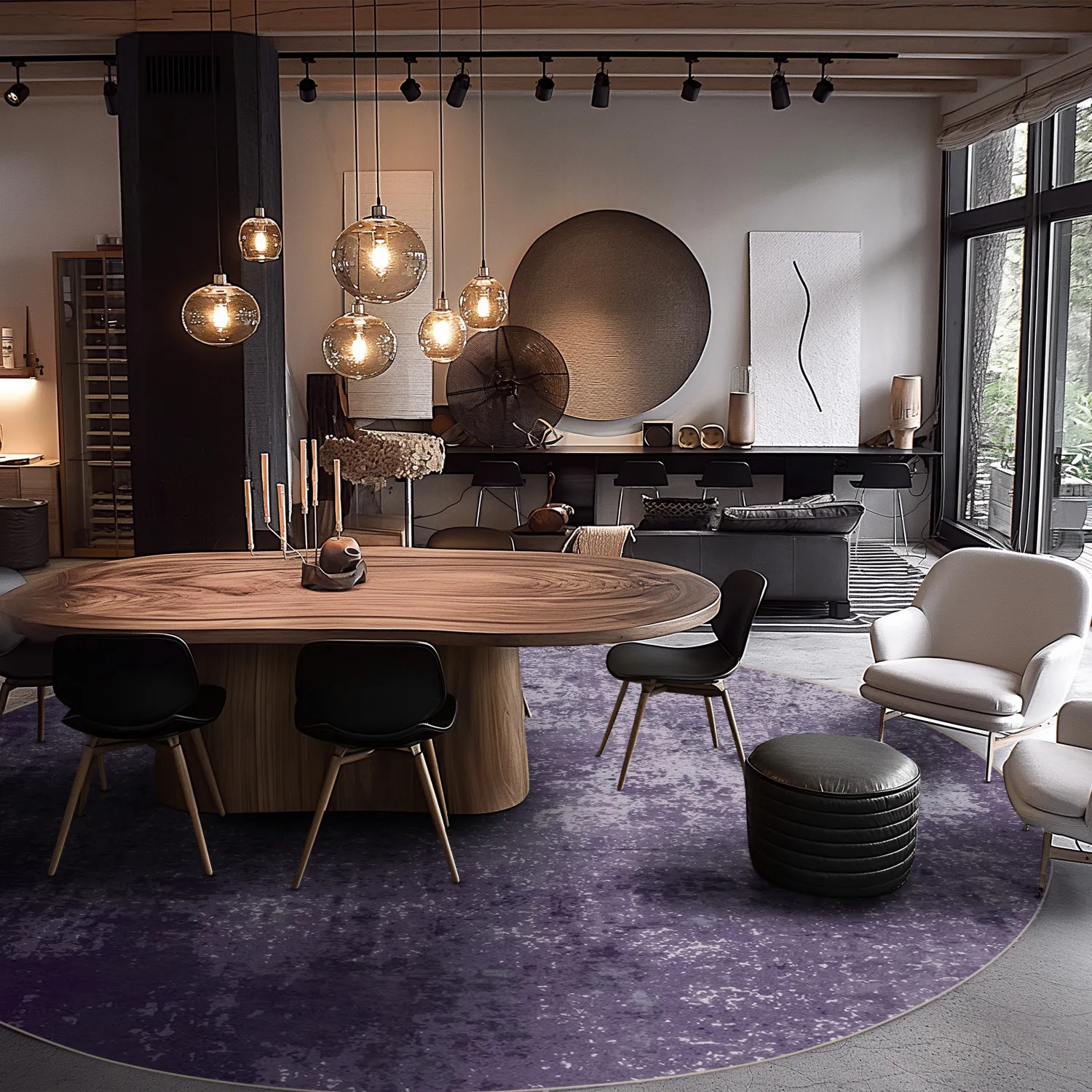 Kruhový koberec - Lynton (fialový)