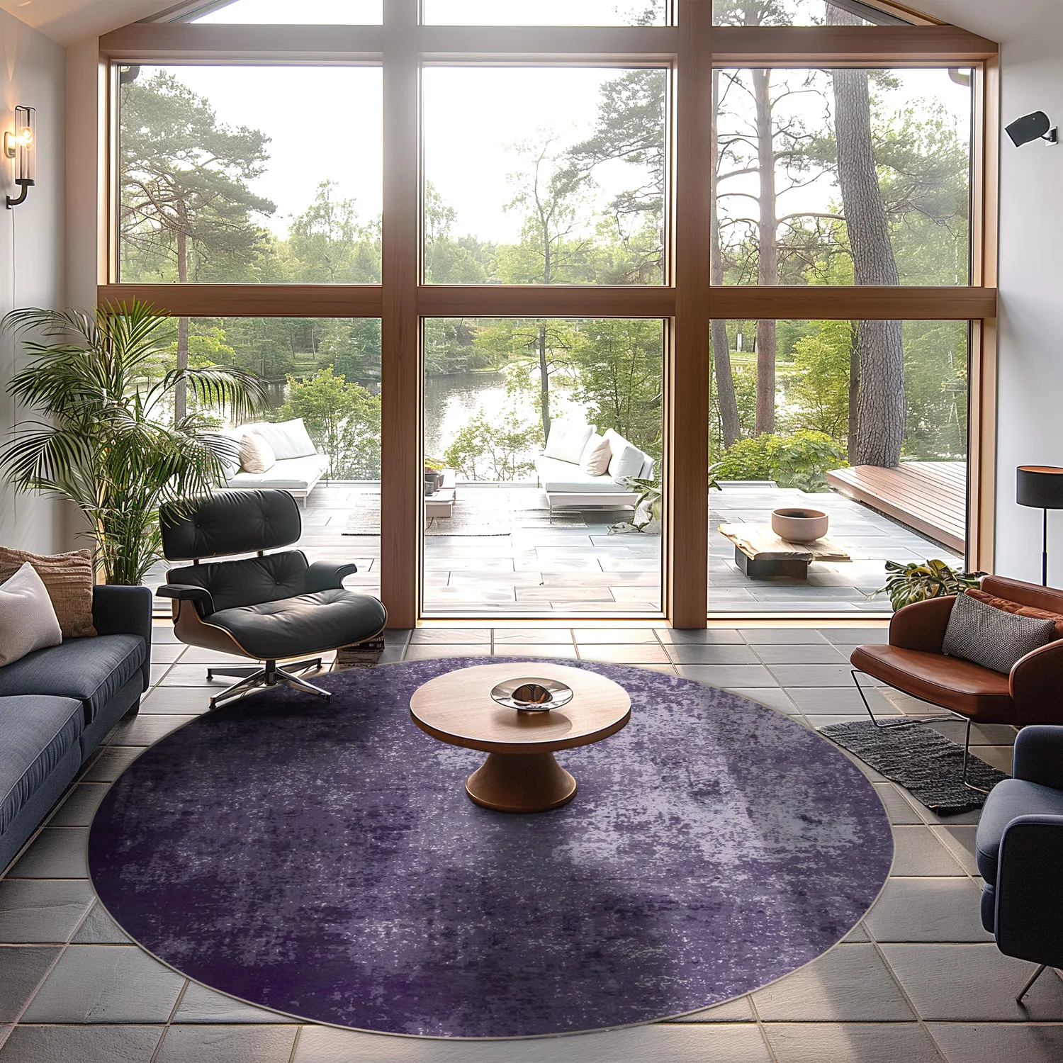 Kruhový koberec - Lynton (fialový)