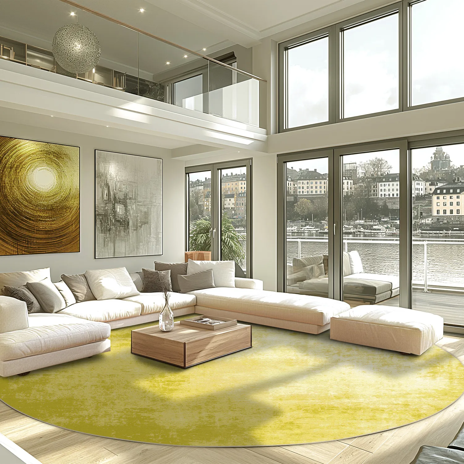 Kruhový koberec - Lynton (žltý)