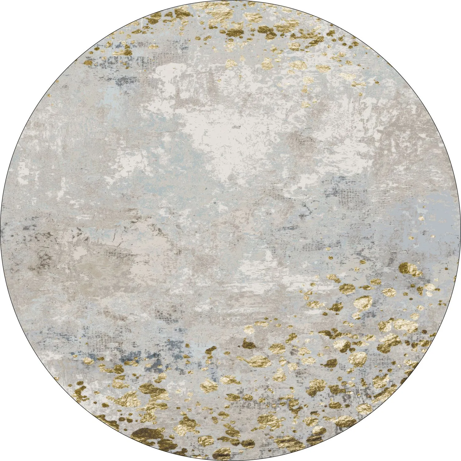Kruhový koberec - Maude (šedá/zlatá)