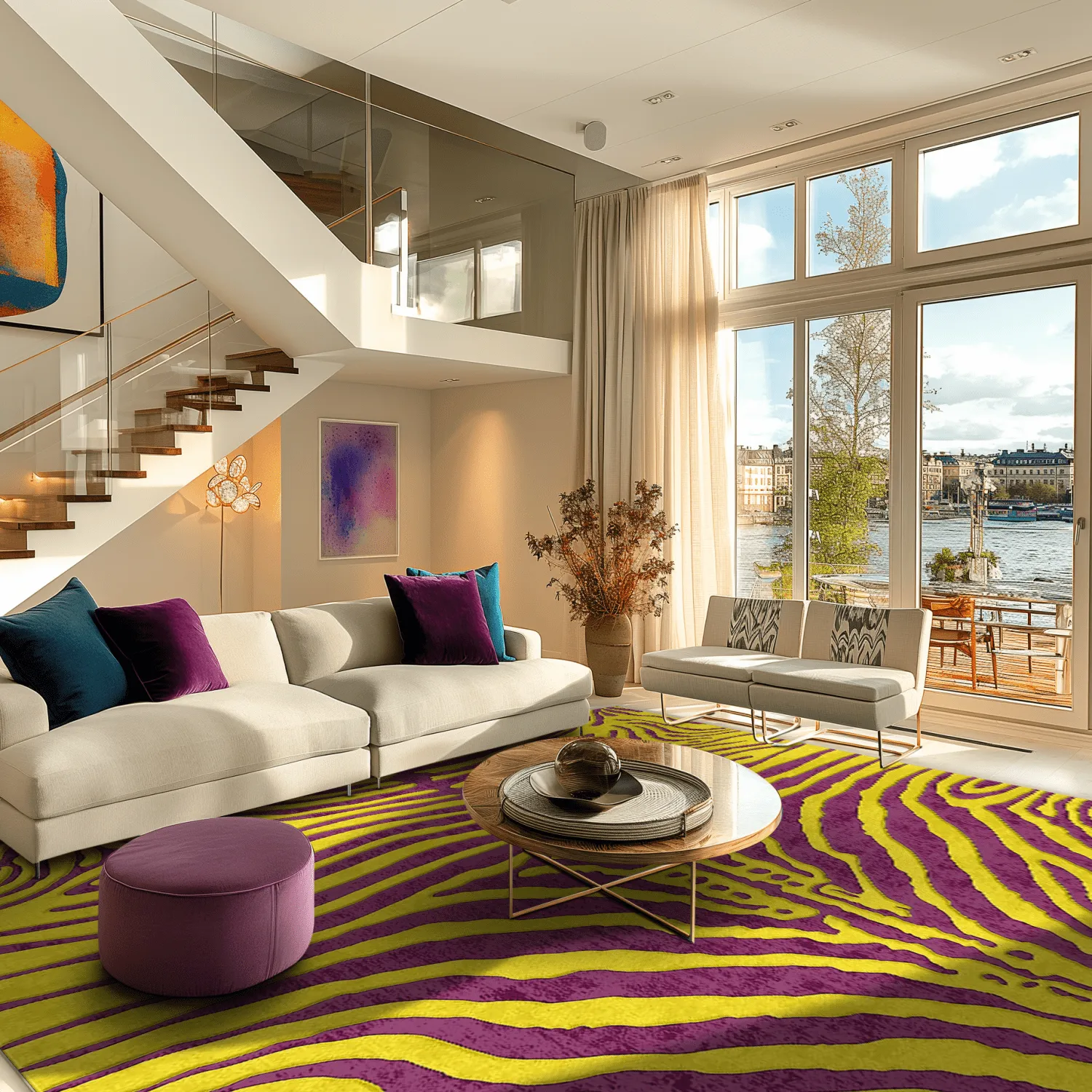 Koberec Wilton - Zebra (žltý/fialový)