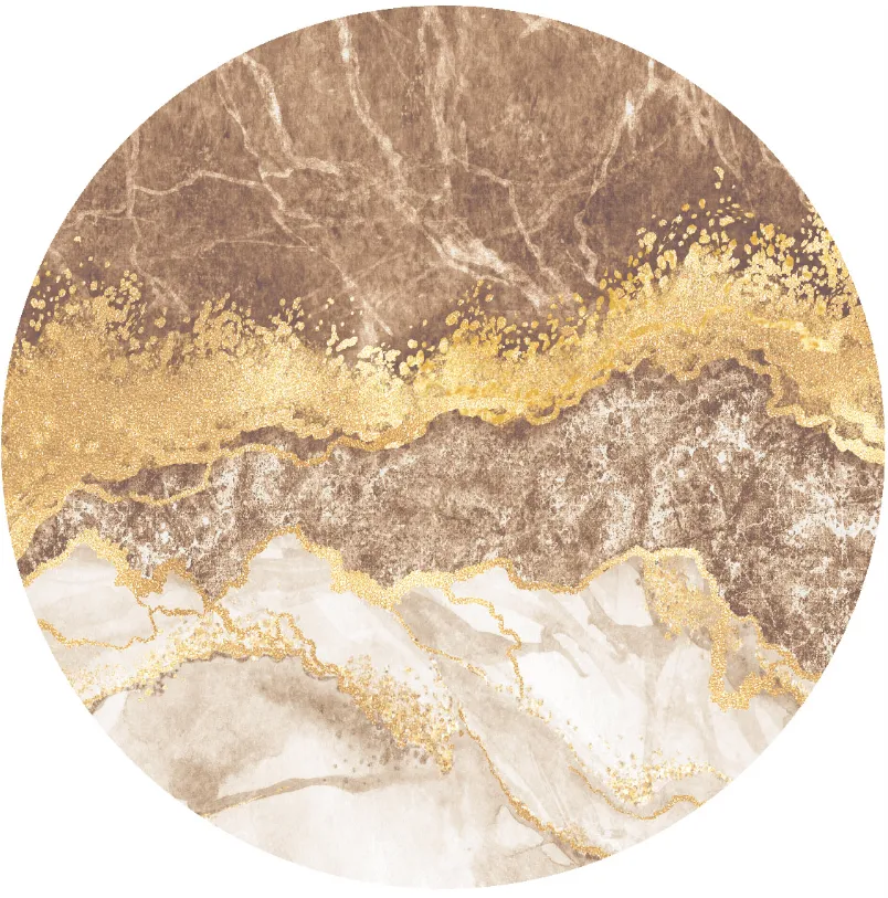 Koberec okrúhly - Padova (hnedý/biely/zlatý)