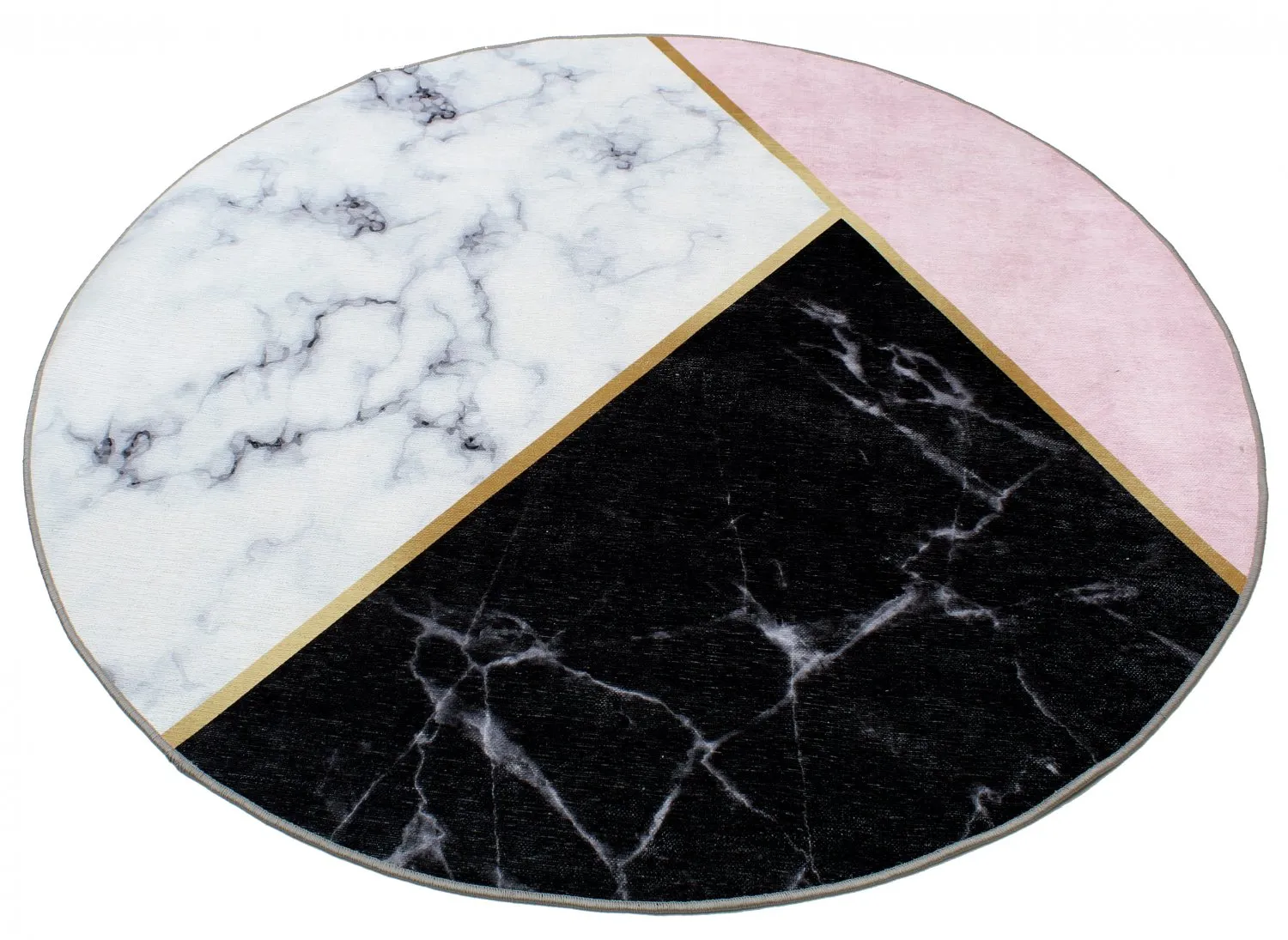 Koberec okrúhly - Savino (čierna/biela/ružová)