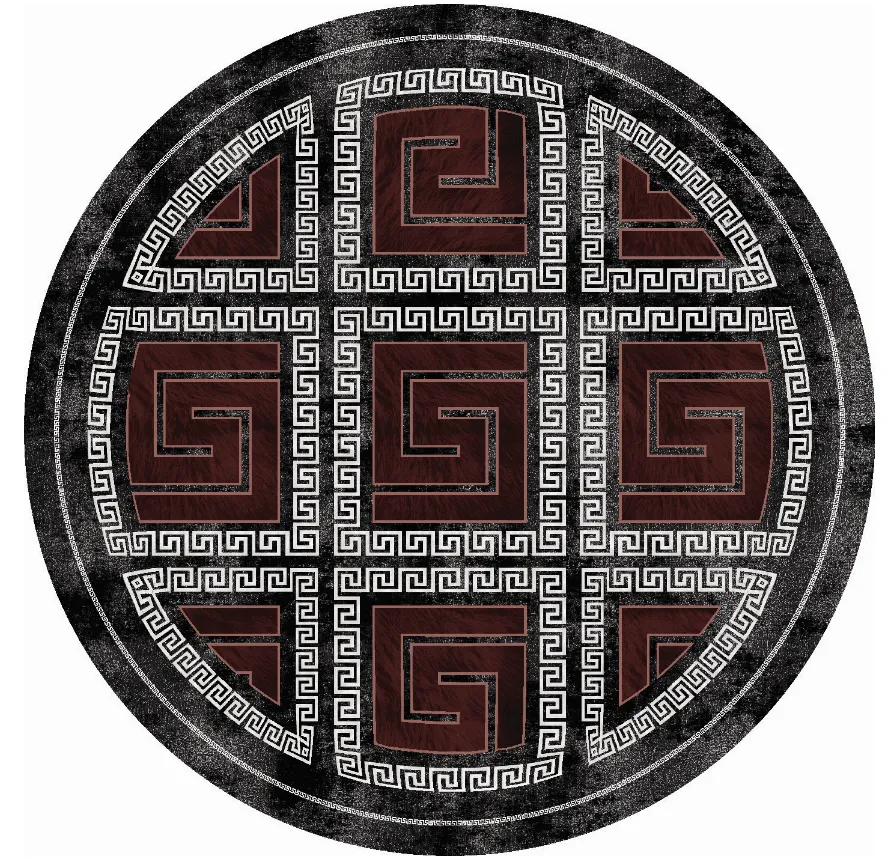 Kruhový koberec - Milos (čierny/červený)