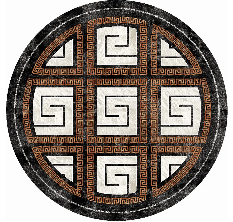 Kruhový koberec - Milos (čierny/biely)