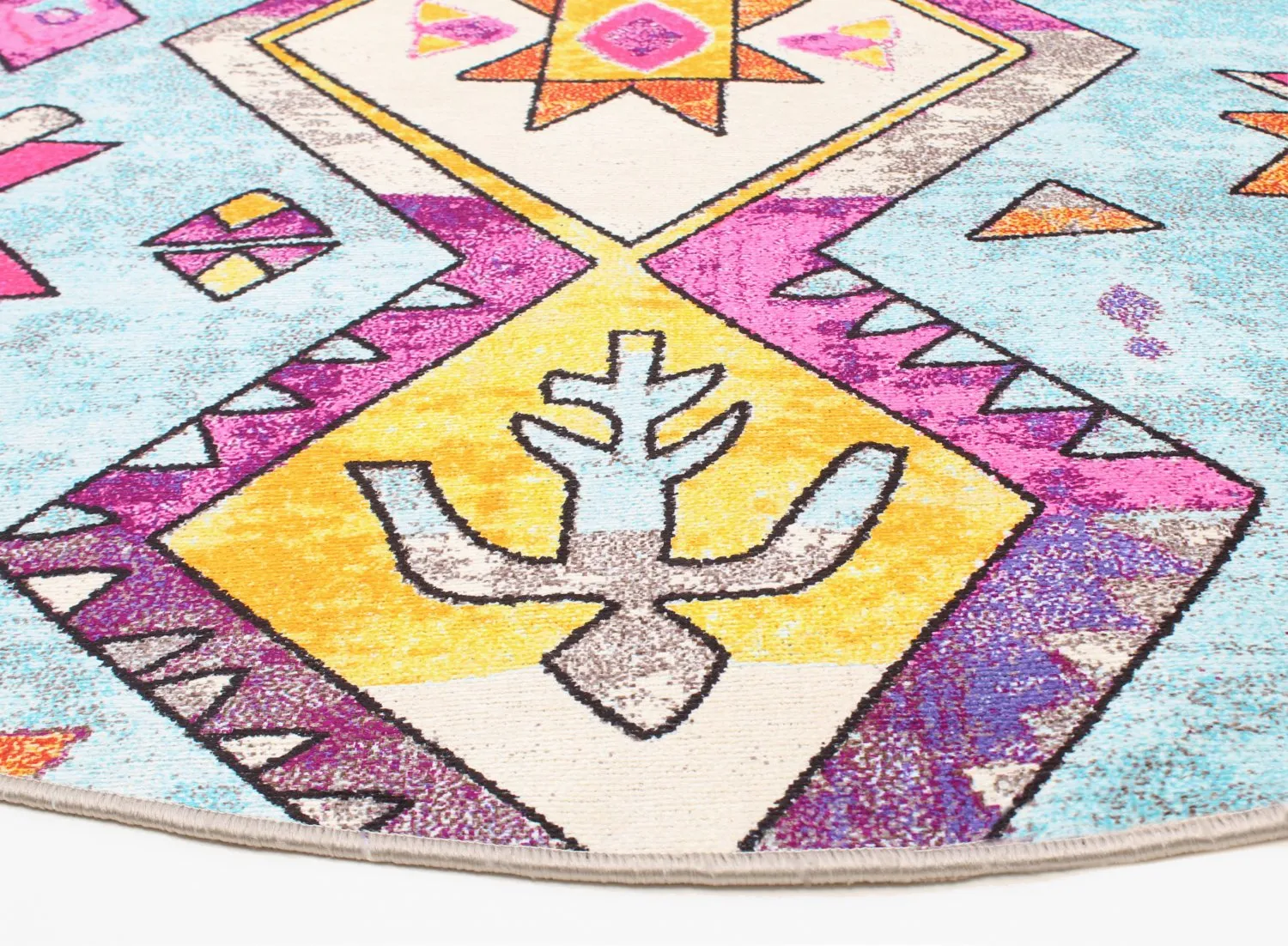 Kruhový koberec - Misare (modrý/multicolor)