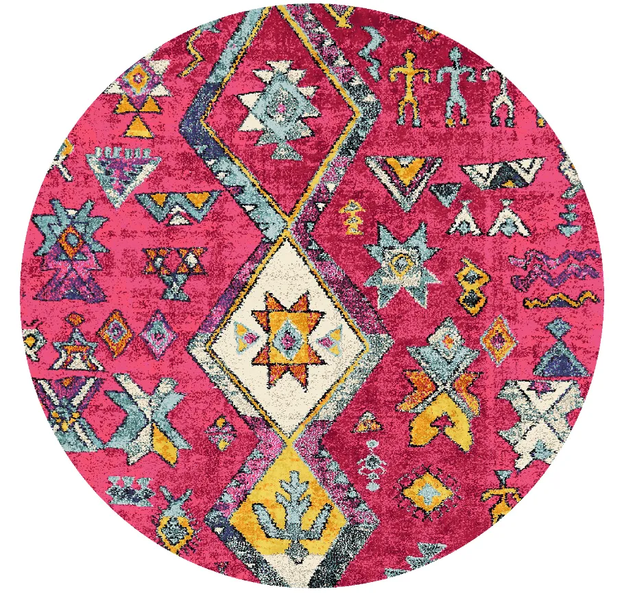 Kruhový koberec - Misare (ružový/multicolor)