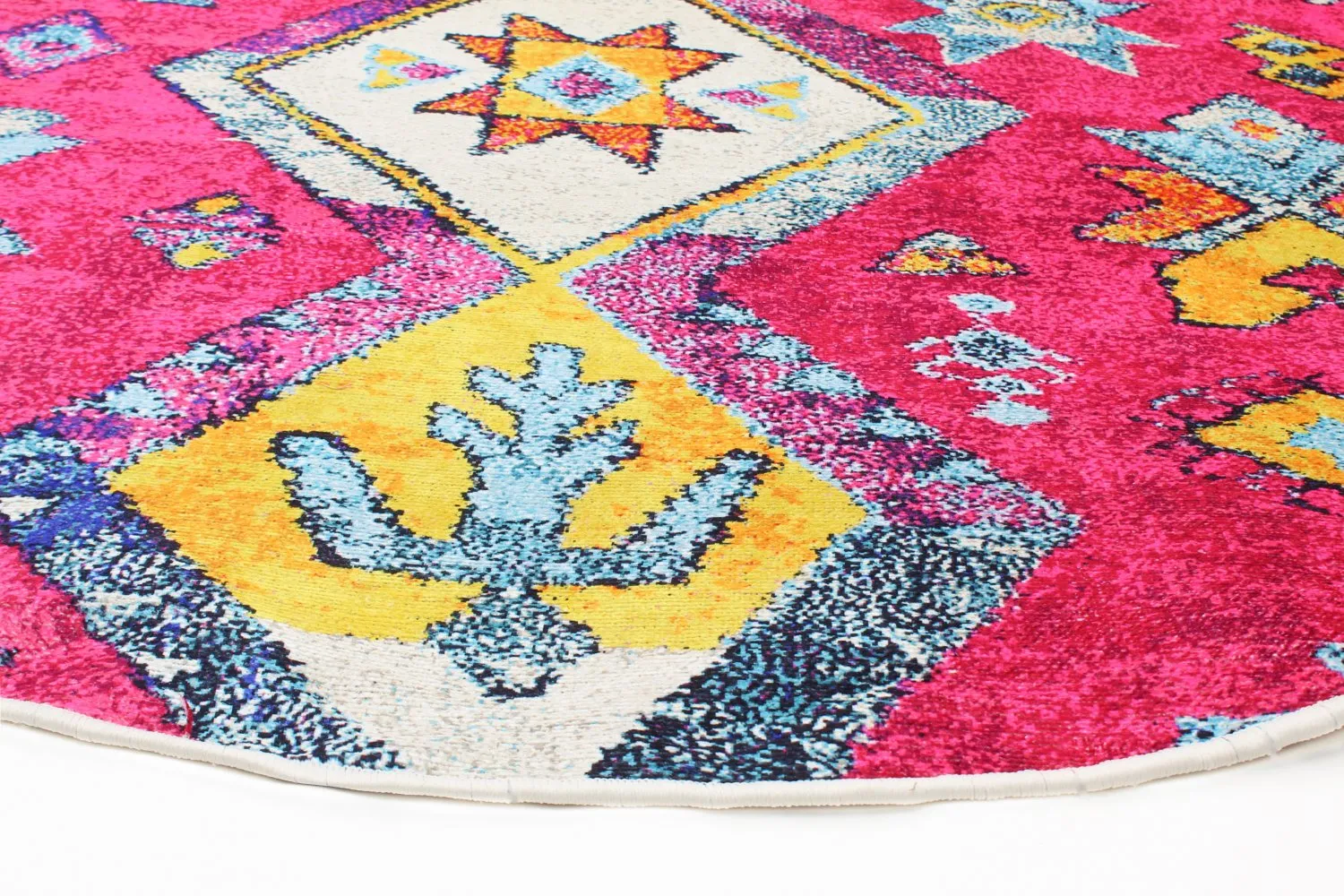 Kruhový koberec - Misare (ružový/multicolor)