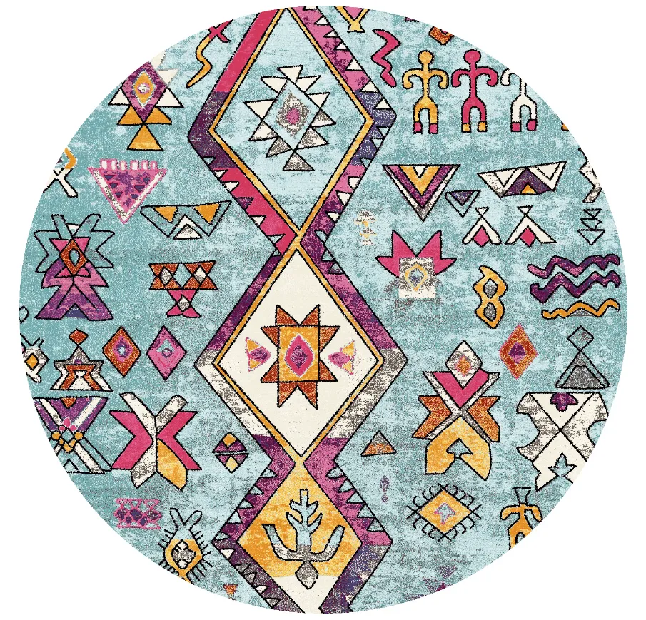 Kruhový koberec - Misare (modrý/multicolor)