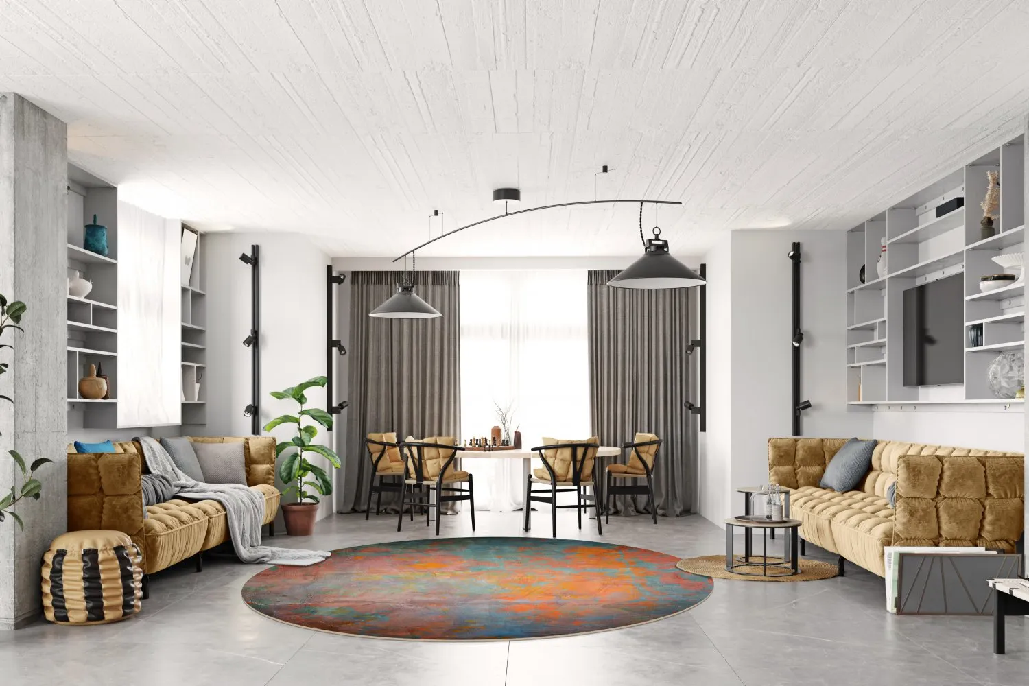 Kruhový koberec - Foggia (viacfarebný)