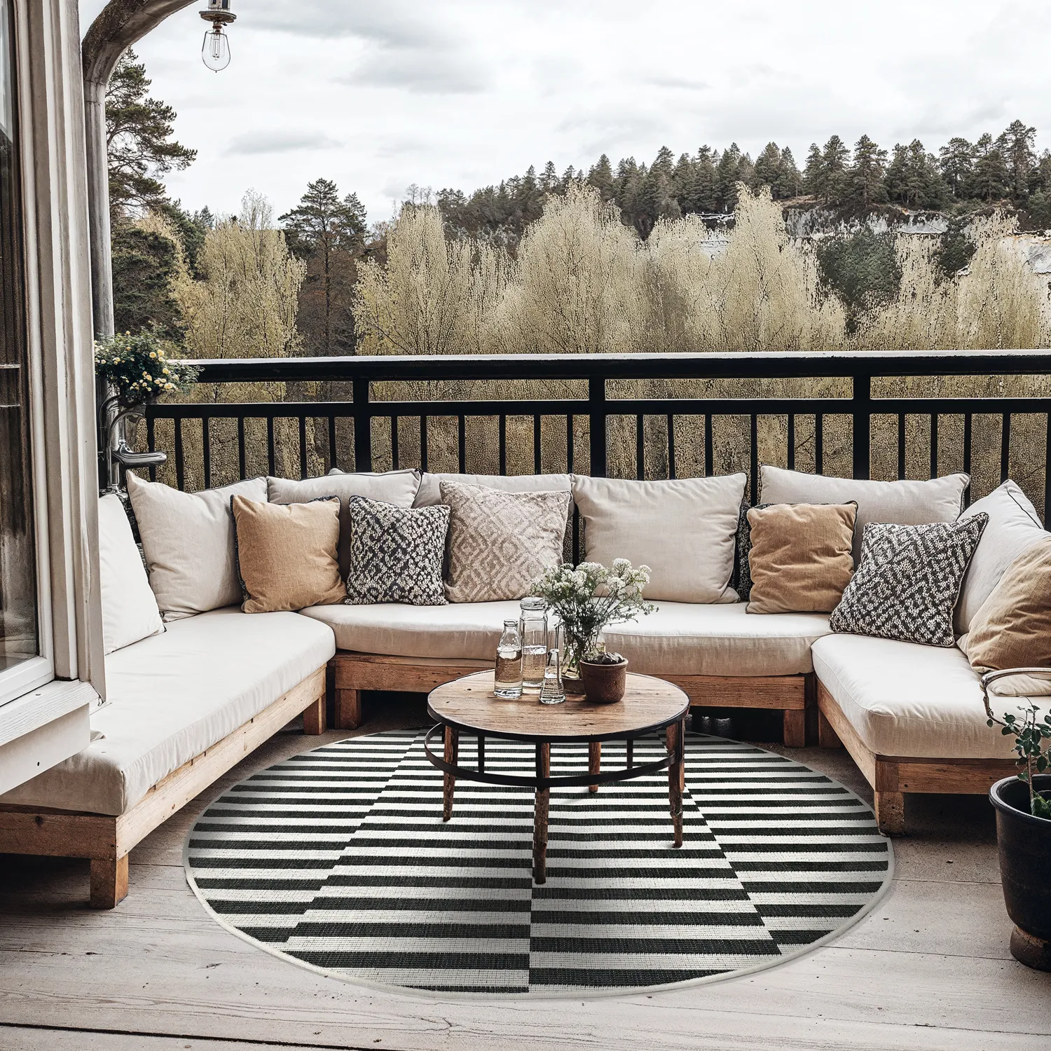 Okrúhly koberec - Indoor/Outdoor Otto (čierna)