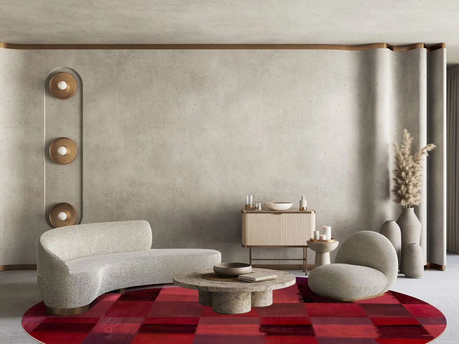 Kruhový koberec - Samadet (červený)