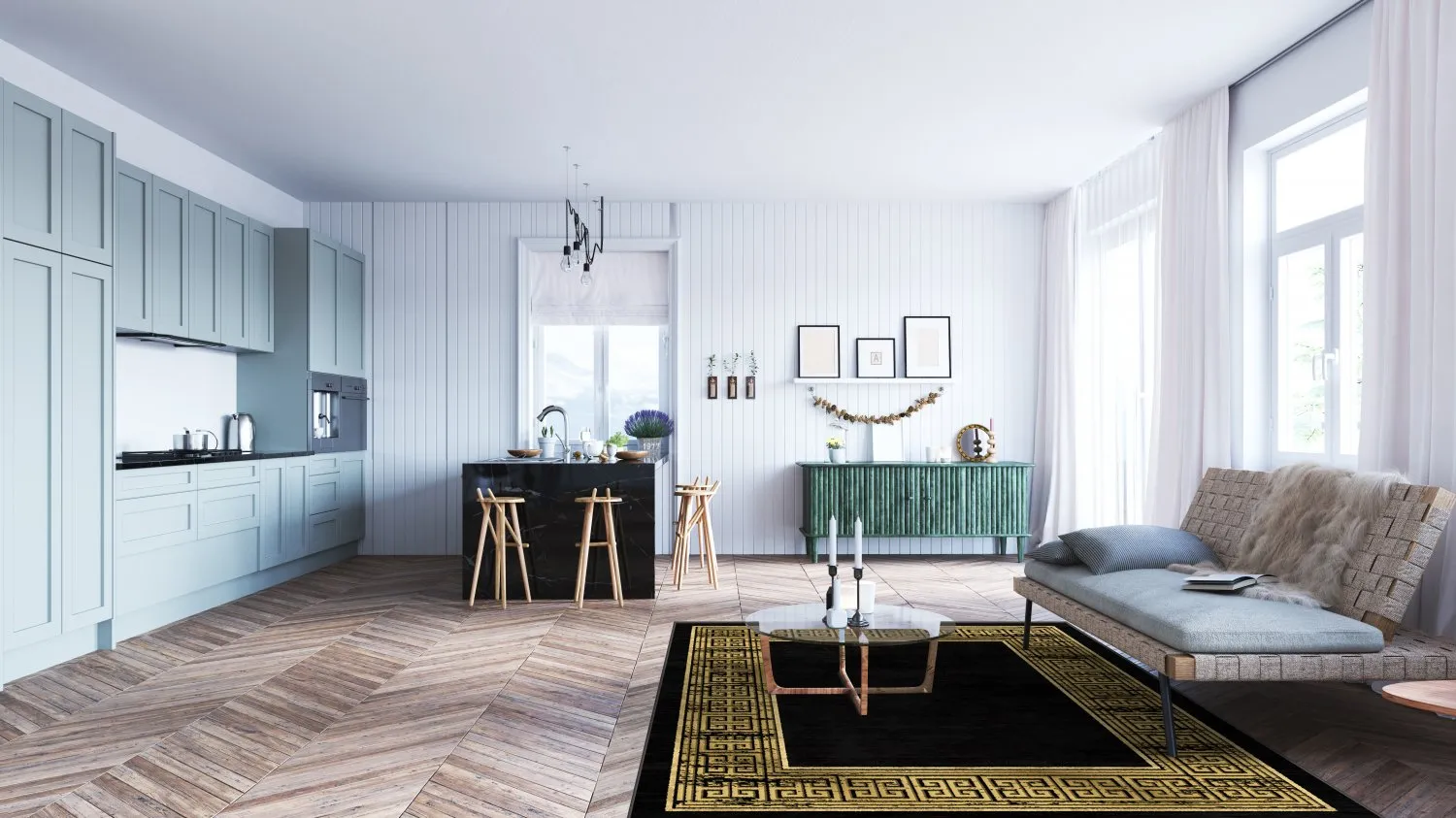 Koberec Wilton - Tilos (čierny/zlatý)