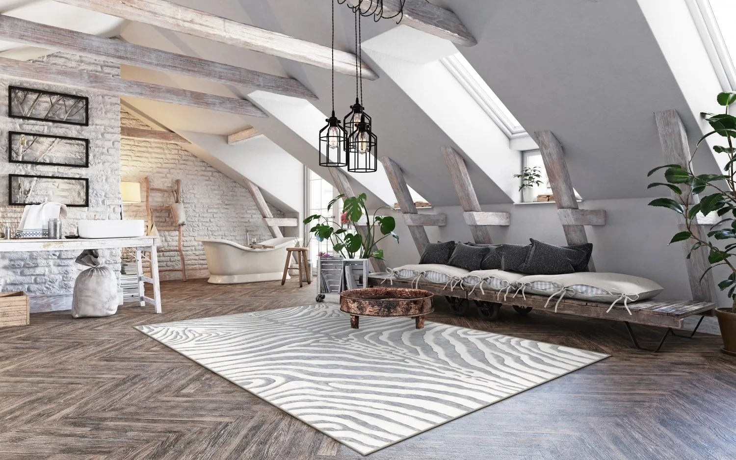 Koberec Wilton - Zebra (biela/sivá)