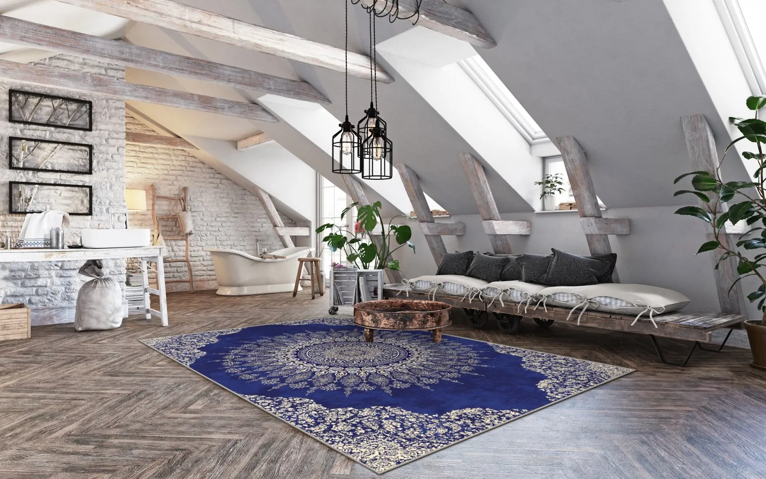 Koberec Wilton - Sandrigo (modrý/bežový)