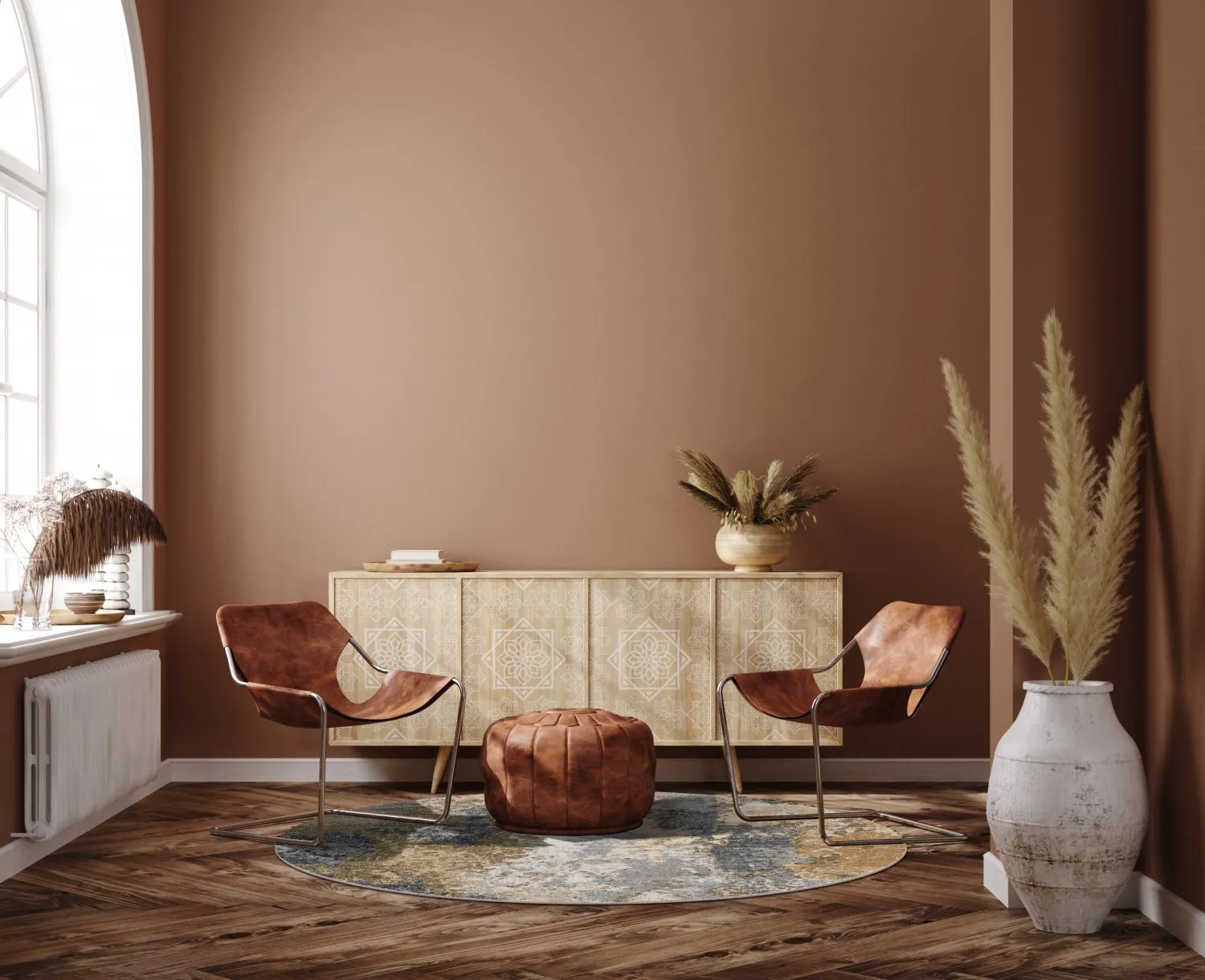 Kruhový koberec - Travale (šedá/multikolórová)