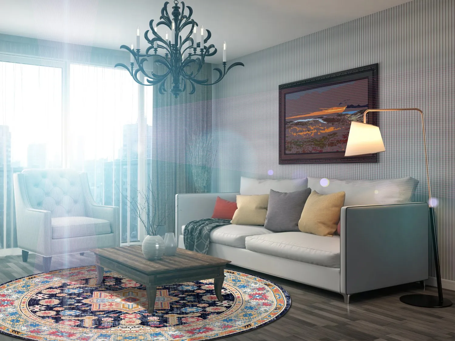 Kruhový koberec - Kayaköy (multicolor)