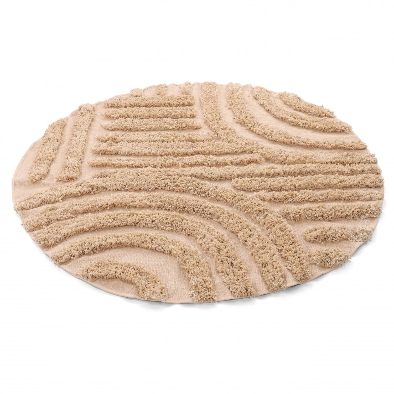 Rund matta - Cazorla Natural Cotton Shaggy (beige)